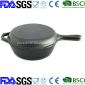 Preseaseond Double Use Cast Iron Saucepan with Skillet Lid Combo Cooker